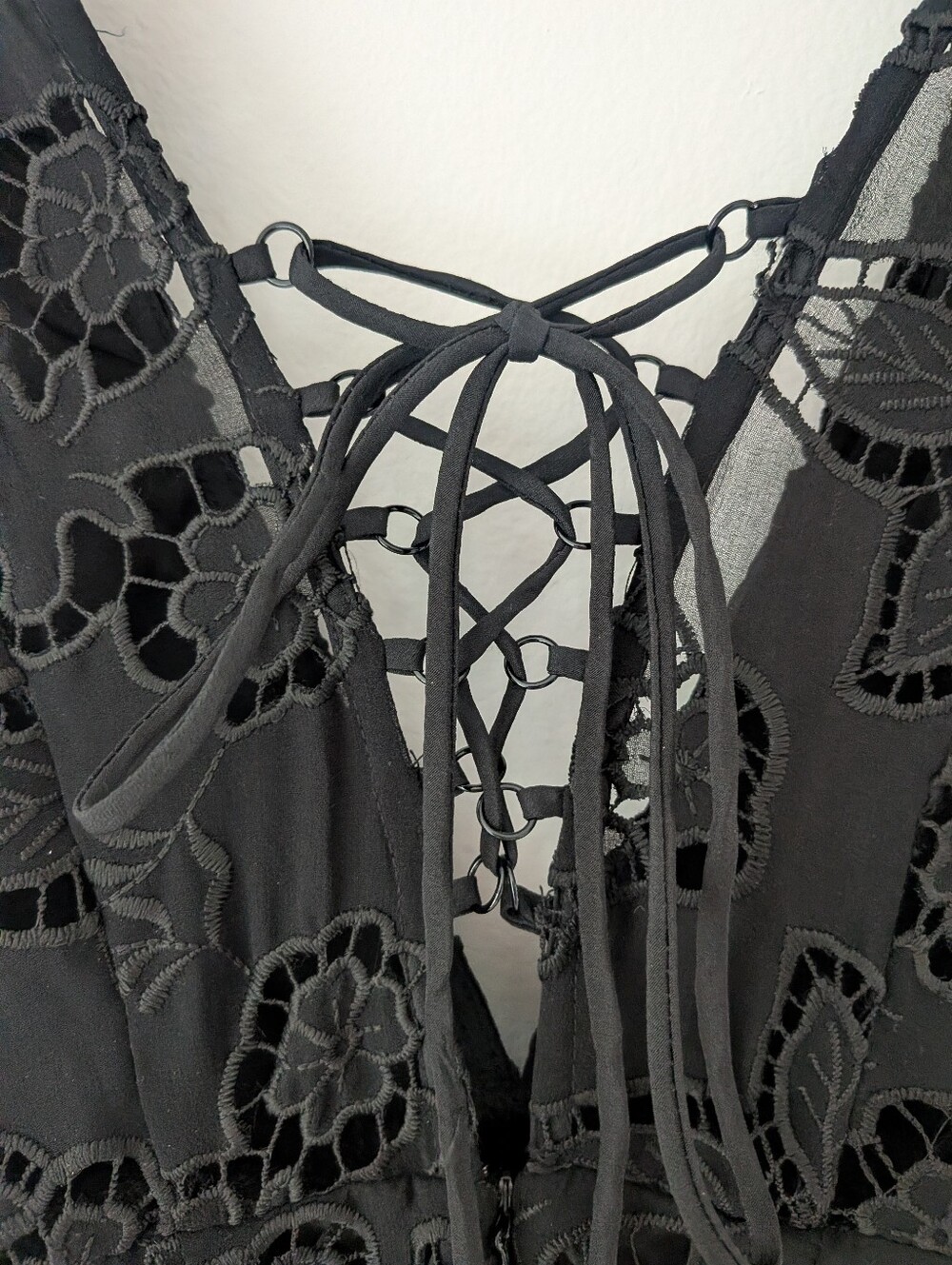 NWT! Free People Catalina Broderie Anglaise Black Lace Maxi Dress Size 6 - Picture 8 of 12